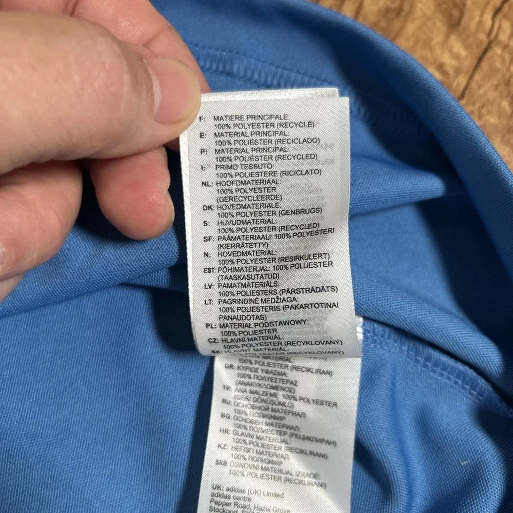 adidas‎ Shirt Men's M Blue Primegreen Chest Check Print Performance Golf Polo